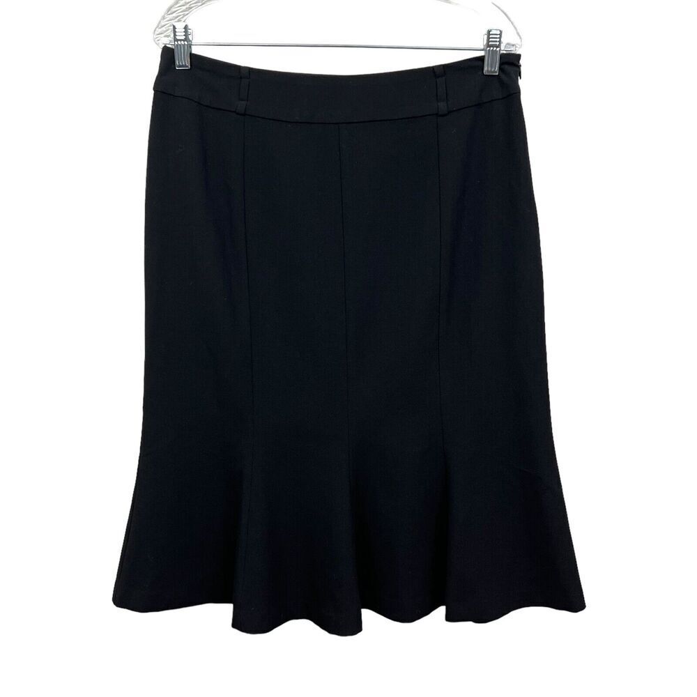 Allison Taylor Womens Midi Skirt Stretch A Line Flared Ham Side Zip Black Sz 12*